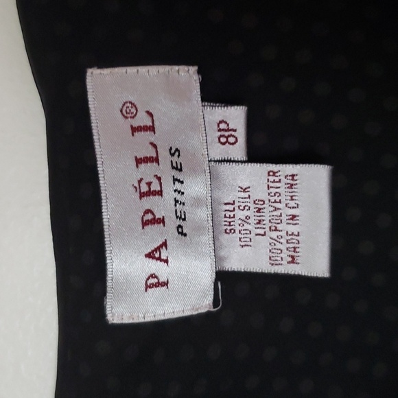 Papell petites silk polka dot asymmetrical hem midi maxi dress, flutter sleeve - Picture 5 of 9